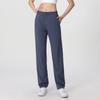Calças de ioga femininas uso exterior elástico fitness running pants emagrecedor respirável algodão calças esportivas pretas retas largas calça de moletom