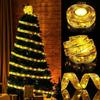 Luces de cadena de cinta led luces decorativas para árbol de Navidad ambiente festivo luces de colores cinta de satén de doble bronceado luces de alambre de cobre