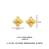 Conjunto de colar, brincos e anel de trevo de quatro folhas banhado a ouro de luxo leve para mulheres, cravejado com diamantes, joias de alta qualidade para atacado
