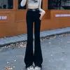 Jeans ajustados color gris ahumado para mujer 2023 nuevo otoño pantalones de herradura cintura alta ajustados adelgazantes pantalones acampanados chica popular