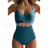 Europa y Estados Unidos nuevo traje de baño de una pieza combinación de colores sexy con tiras cruzadas huecas traje de baño para mujer Amazon transfronterizo disponible al por mayor