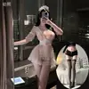 Atacado de lingerie sensual, incluindo trajes de empregada transparentes e sedutores, com detalhes em renda, transparentes e vestidos sexy para mulheres