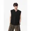 Nuevo chaleco de verano para hombre, transpirable, con patrón de diamantes calado y cuello en V, top casual de nicho estilo coreano, camiseta de alta gama de moda