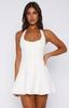 Europeu e Americano Amazon Vestido de Alcinhas Halter 2025 Novo Sexy e Elegante Cor Pura Halter Decotado Vestido de Alcinhas sem Costas para Mulheres
