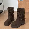 Botines de Moda Retro para Mujer 2026 Otoño Nueva Llegada Estilo Popular Botas de Tacón Grueso Suela Gruesa que Aumenta la Altura Versátiles Botín de Media Pantorrilla