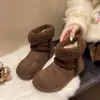 Botas de Neve com Solado Plano Femininas 2026 Novo Estilo Inverno Plus Veludo Birkenstock Botas Curtas para Mulheres Quentes Pelo Nordeste Sapatos Grandes de Algodão