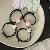 Elásticos de Cabelo Estilo Coreano para Estudantes, Scrunchies Fofos, Tiras Pequenas de Couro, Presente para Namorado, Pulseiras de Casal