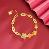 Nuevo Estilo Chino Antiguo Sha Pulsera de Oro Estilo Palacio Mariposa Flor Ruyi Propicio Pulsera para Mujer Color Duradero Sin Descoloración Primera Joyería