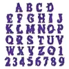 Parches de tela bordados Qiansheng de plumas moradas con letras y números, adhesivo termofusible, para decoración de ropa, sombreros, cajas y embalajes, al por mayor