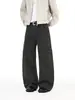 Feng She Roupa Masculina / Calça Casual de Trabalho com Múltiplos Bolsos Estilo Americano Perna Curva para Homens e Mulheres Calças Retrô Largas de Perna Reta Perna Larga Comprimento Total
