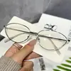 Versión Coreana de Montura Retro Ojo de Gato con Grado Anti Luz Azul, Montura de Gafas Super de Gama Alta, Gafas para Mujer, Metal Ligero