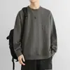 Sudadera Nueva de Primavera y Otoño Camiseta de Hombre Manga Larga de Hombre Top con Capucha de Cuello Redondo Color Puro Holgado Versátil Camisa Base