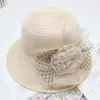 Moda Femenina Nueva de Verano Sombrero de Cuenca con Flor de Hilo Ogeni Sombrero Plegable con Protección Solar Sombrero de Sombrilla para Viajes de Ocio al Aire Libre