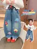 Pantalones para Niñas 2026 Nueva Moda Primavera y Otoño Jeans Casuales de Otoño para Niñas y Bebés, Pantalones Curvos