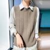 2024 otoño e invierno nuevo chaleco de cachemira hueco de cuello redondo para mujer chaleco de lana sin mangas talla grande dulce