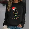 Sudaderas con capucha de manga larga y cuello redondo con estampado navideño de comercio exterior para mujer