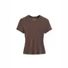 Camiseta Básica de Verão com Gola Redonda, Corte Slim, Manga Curta para Mulheres, Estilo Americano de Alta Qualidade, Cor Sólida, Top Camiseta Curta com Ombro Normal