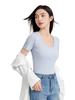 [5A] Camiseta de Algodón Peinado Fresco de Manga Corta para Mujer Camiseta Interior Casual Transpirable para Mujer Antibacteriana de Manga Corta para Mujer
