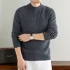 Nuevo suéter 100% lana pura para hombre, con cuello semi-alto, diseñado como una capa base cálida, gruesa y cómoda para hombres de mediana edad y mayores, perfecto para otoño e invierno.