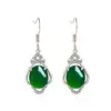 Brincos Verdes de Calcedônia Estilo Étnico Vintage Zircônia Microincrustada Feminina Gancho de Orelha de Ágata Verde Longo para Presente de Aniversário de Namorada