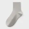 Meias 100% Algodão para Homens, Meias 100% Algodão para Homens, Outono e Inverno, Meias de Cano Médio 100% Algodão, Cor Sólida, Antiodor, Absorventes de Suor, Meias Longas Grossas para Homens