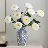 Flores artificiales de hibisco y peonía, flores artificiales para decoración del hogar, peonías para decoración de interiores, peonías artificiales para arreglos florales