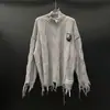 Suéter de Punto Trenzado de Cuello Alto Deshilachado Rasgado Estilo Páramo Nuevo Otoño 2026 Top Holgado