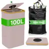 Cesta de Almacenamiento para Rollo de Papel de Cocina de Venta Caliente en Amazon con Tapa de Bambú Tela con Tapa Plegable Cesta de Almacenamiento para Papel Higiénico y Artículos Varios