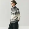 Nuevo suéter de jacquard de cachemira para otoño e invierno 2026, grueso y de corte holgado, suéter de mujer con media cremallera, tejido de punto de estilo retro y casual
