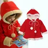 Ropa infantil para niña, europea y americana, de invierno, con capucha, de forro polar grueso, navideña, de manga larga, estilo ins