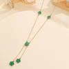 Joyería de flor de la suerte de gran venta transfronteriza europea y americana, traje de trébol de cinco hojas, pulsera, pendientes, collar, anillo, joyería para mujer