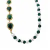 Colar de corrente OT com pérolas e pedras de diamante, oval, vintage, uma corrente de clavícula delicada e única, uma joia luxuosa e discreta.