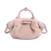 Bolso Cesta de Felpa Otoño 2025 Nuevo para Mujer, Lindo Plegado Color Sólido Hombro Único Cruzado Bolso de Moda