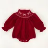 Vestido de Natal para Meninas, Vestido Vermelho para Bebê Menina Primavera e Outono, Macacão de Manga Longa para Bebê, Venda Quente Transfronteiriça