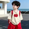 Roupa de Verão para Meninos 2026 Novo Estilo Coreano Roupas Frescas e Estilosas para Meninos Pequenos Roupas de Verão para Crianças Manga Curta Estilo de Rua Shorts Finos
