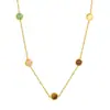Collar de Disco Ojo de Gato Colorido Estilo Ins Europeo y Americano para Mujer Lujo Accesible Nicho Versátil Acero Inoxidable Accesorios de Collar con Colgante