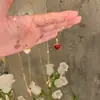 Collar de Corazón de Nácar con Goteo de Aceite de Doble Cara para Mujer, Estilo Francés, Influencer Libro Rojo, Gargantilla de Lujo Ligero de Nicho, Cadena para Clavícula