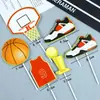 Decoración para Pastel de Escena de Baloncesto Accesorios Muñeco Deportivo Infantil Zapatos de Dunk Enchufe de Cesta Inserto
