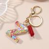 Llavero de Lentejuelas en Forma de Corazón con Letras Inglesas, Llavero Artesanal de Resina de Cristal Colorido, Colgante de Letra para Decoración de Bolso
