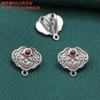 Plata esterlina S925 negro tinta mariposa trasera Nube botón flor pequeña accesorios vintage envejecido DIY hecho a mano material de abalorios
