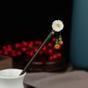 Horquilla de Flor de Jade Hetian Imitación Verano Hada Cabello Horquilla Antigua Hanfu Cheongsam Borla Paso Accesorios para el Cabello