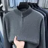 Suéter Grueso de Invierno para Hombre, Nuevo Estilo Caliente, Media Cremallera, Forro Polar, Todo en Uno, Cálido Polar, Camiseta Base de Punto de Lana