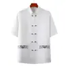 Traje Tang de Verano para Hombre, de Mediana Edad y Anciano, Conjunto Casual de Manga Corta, Estilo Chino de Algodón y Lino, Ropa Holgada para Abuelo