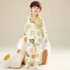 Pijama de Algodón para Niños, Conjunto de Manga Larga y Pantalón Largo para Primavera y Otoño, Adecuado para Niños Mayores, Ropa de Casa tipo Cárdigan Infantil que se Puede Usar Afuera