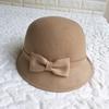 Gorro de invierno para mujer, estilo coreano, con lazo, de lana, estilo británico, estilo retro, estilo pescador para exteriores.