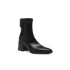 Nuevas botinetas de otoño e invierno de punta cuadrada con tacón grueso en negro y marrón con cremallera trasera, botas de moda adelgazantes para el trabajo, botas para mujer de comercio exterior transfronterizo