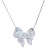 Xiaohongshu Recomienda Collar de Lazo Estilo Ins, Collar Chapado en Oro de 18K, Cadena para Clavícula, Colgante de Diamantes Completo Chapado en Oro Blanco