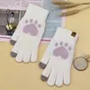 Versión Coreana de Guantes Tejidos Jacquard de Felpa para Pantalla Táctil de Mujer Otoño e Invierno Estudiante Lindos de Dibujos Animados Engrosados