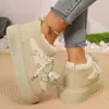 Zapatos de Algodón Elástico de Caña Corta sin Cordones, Estilo de Moda Nuevo Otoño e Invierno 2026, con Tira Cruzada, Suela Gruesa, Forro de Felpa, Engrosados, Cálidos, para Mujer