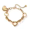Pulsera de Acero Inoxidable con Corazón y Bloques de Color Aogu, Popular Transfronteriza, Simple, Versátil, para Mujer, Estilo Metálico Ins, Joyería de Mano Única, Nueva